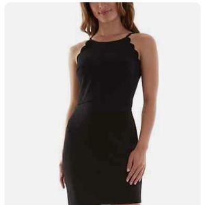 Bcx scalloped hem body con sleveless black dress